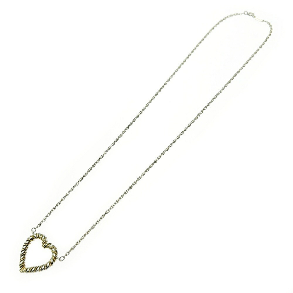 TIFFANY Co Silver Gold Twisted Heart Necklace